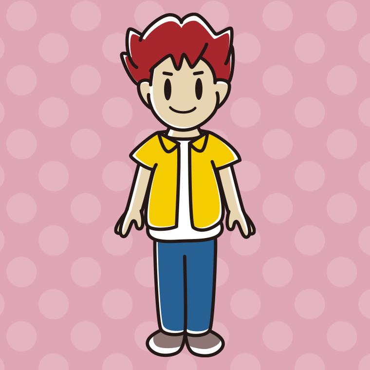 男子大学生のイラスト【色、背景あり】PNG