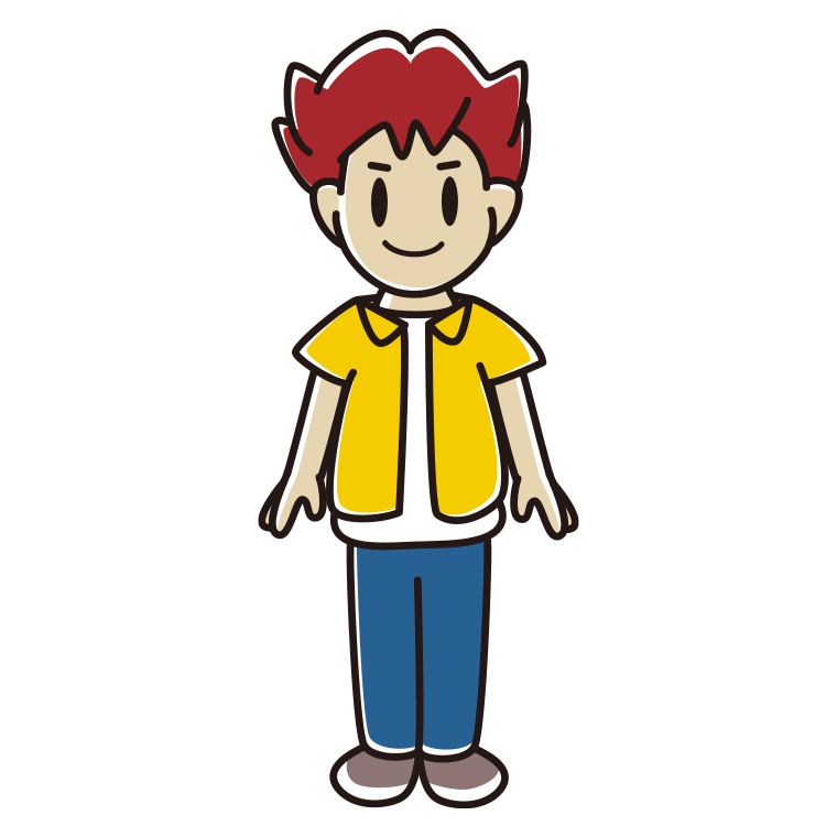 男子大学生のイラスト【色あり、背景なし】透過PNG