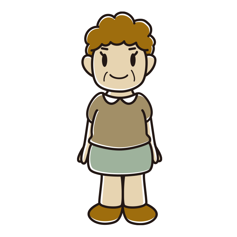 おばさんのイラスト【色あり、背景なし】透過PNG