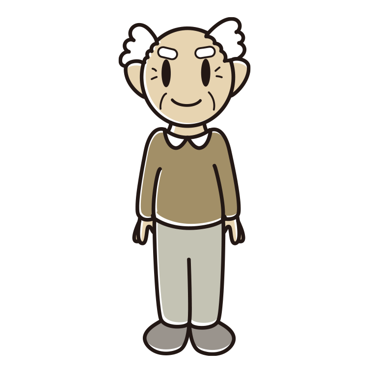 おじいさんのイラスト【色あり、背景なし】透過PNG