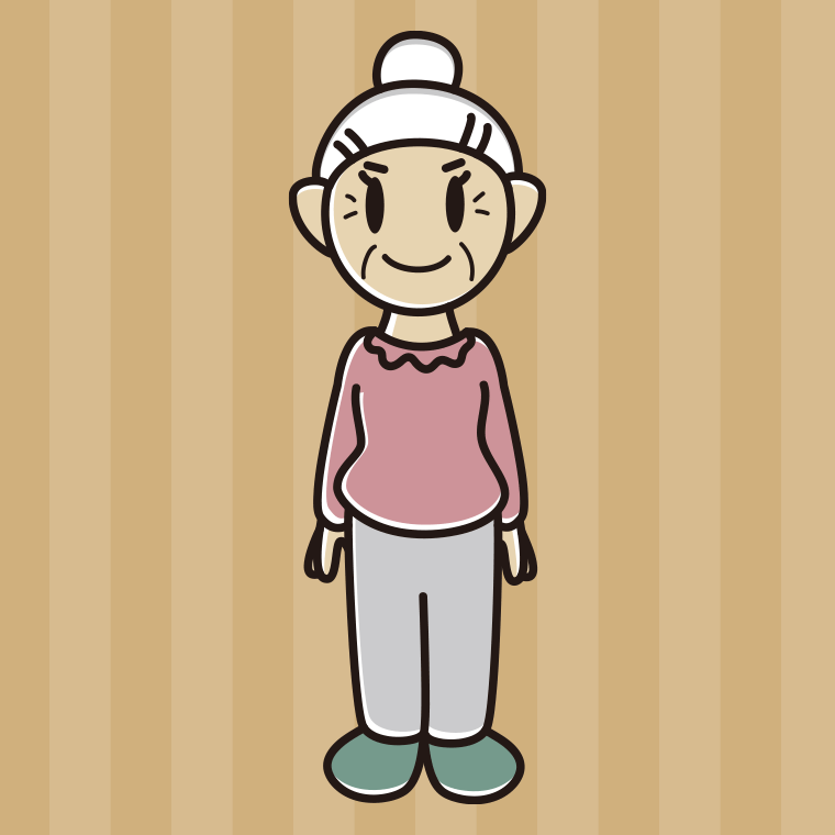 おばあさんのイラスト【色、背景あり】PNG