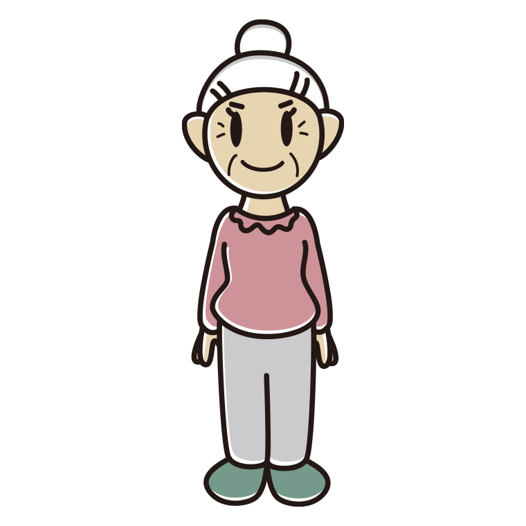 おばあさんのイラスト【色あり、背景なし】透過PNG