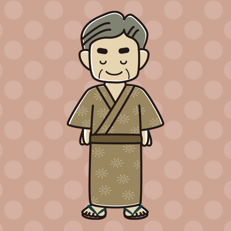 【フリー素材】お辞儀する浴衣姿のおじさんのイラスト