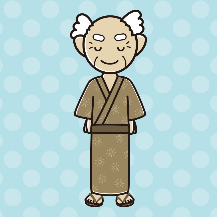 【フリー素材】お辞儀する浴衣姿のおじいさんのイラスト