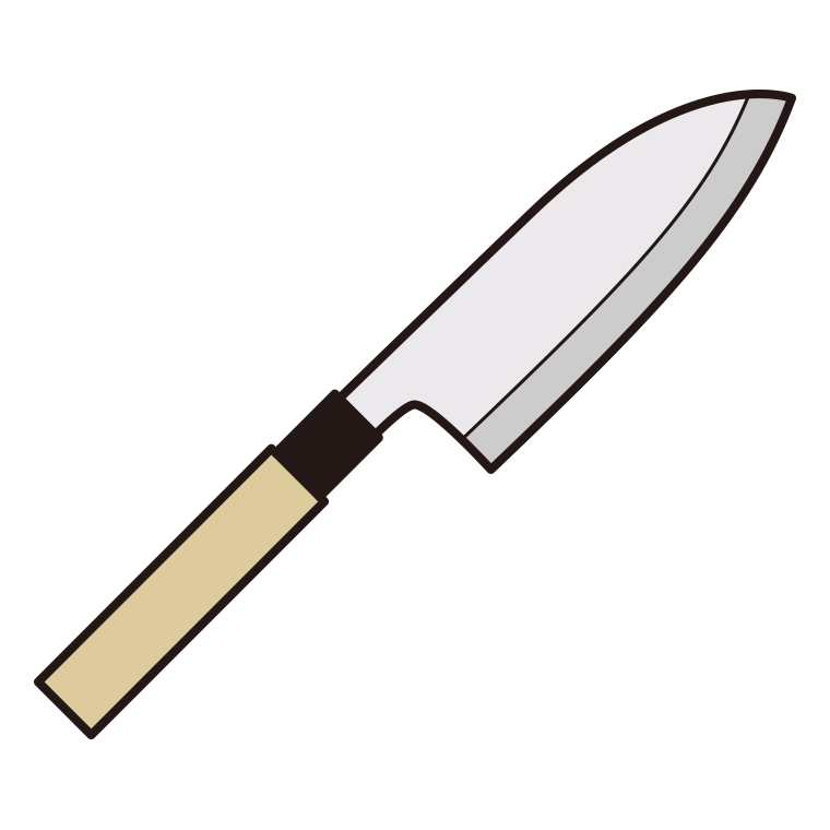 包丁のイラスト02（出刃包丁）【色あり、背景なし】透過PNG