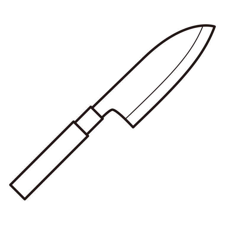 包丁のイラスト02（出刃包丁）【線のみ】透過PNG