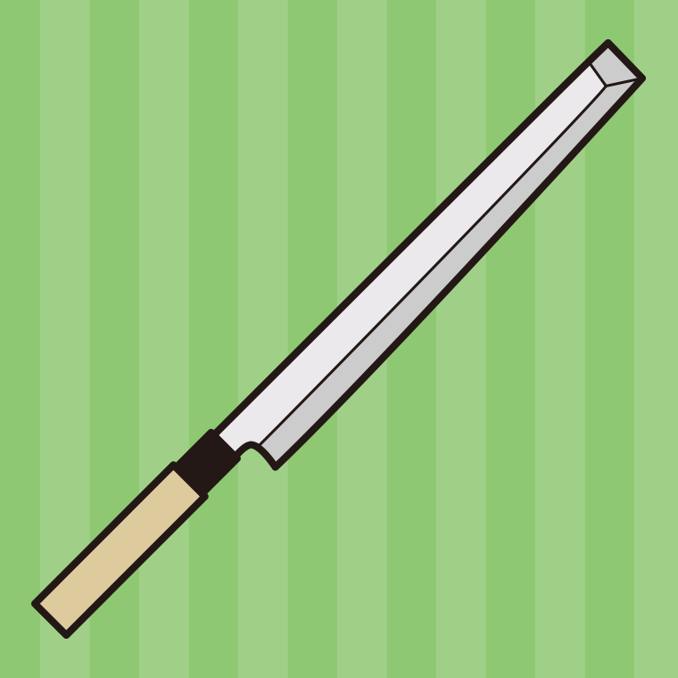 包丁のイラスト04（蛸引包丁）【色、背景あり】PNG