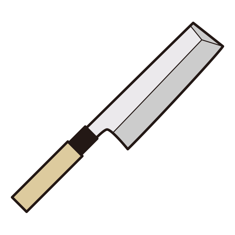包丁のイラスト06（薄刃包丁・東型）【色あり、背景なし】透過PNG