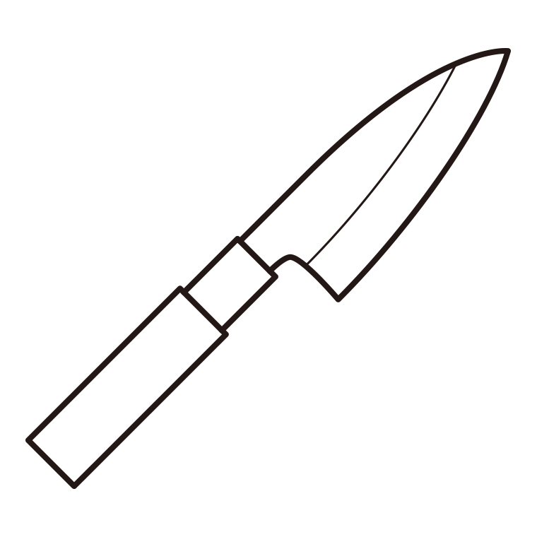 包丁のイラスト08（アジ切り包丁）【線のみ】透過PNG