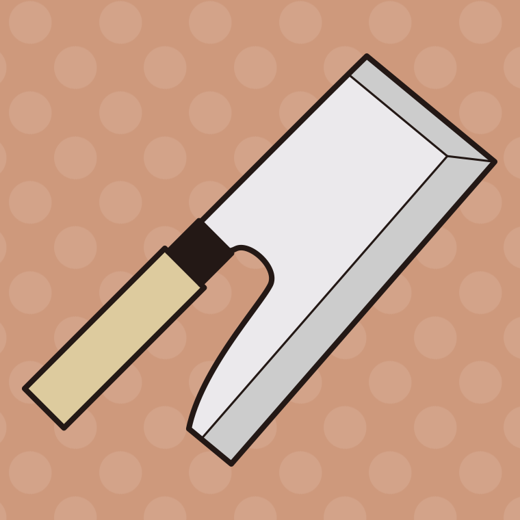 包丁のイラスト09（麺切り包丁）【色、背景あり】PNG