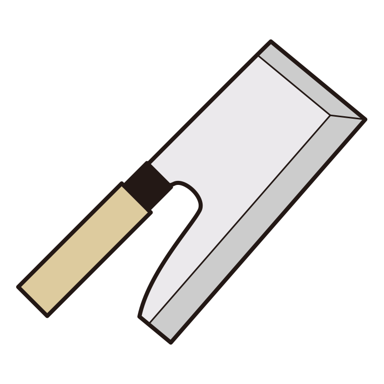 包丁のイラスト09（麺切り包丁）【色あり、背景なし】透過PNG