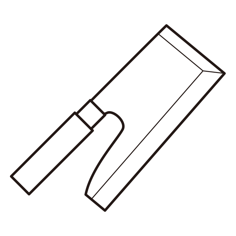 包丁のイラスト09（麺切り包丁）【線のみ】透過PNG