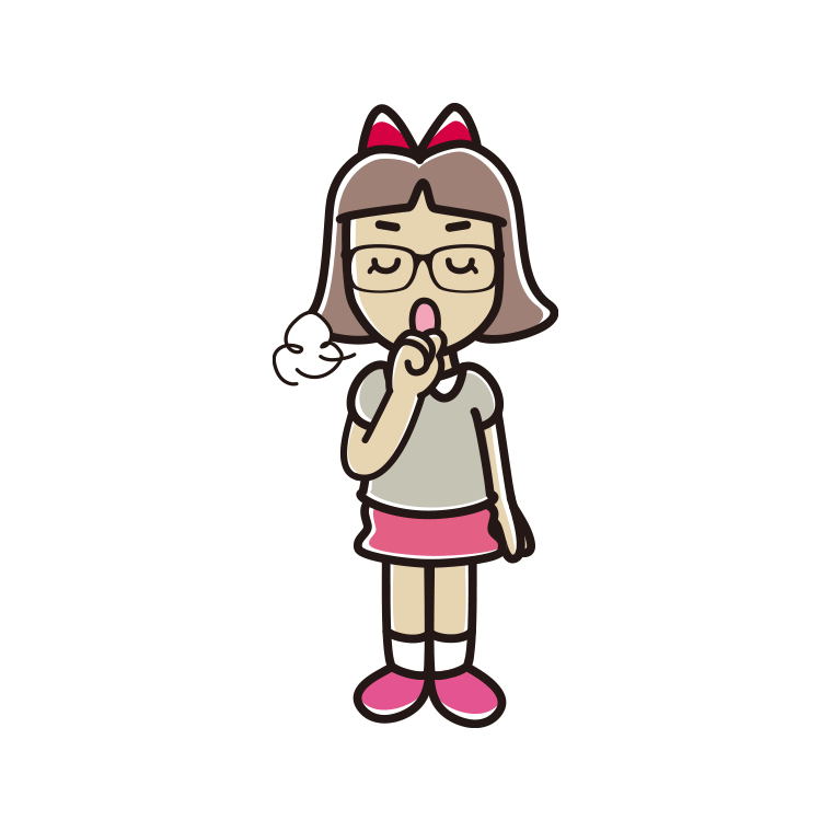咳払いする眼鏡の小学生女子のイラスト【色あり、背景なし】透過PNG