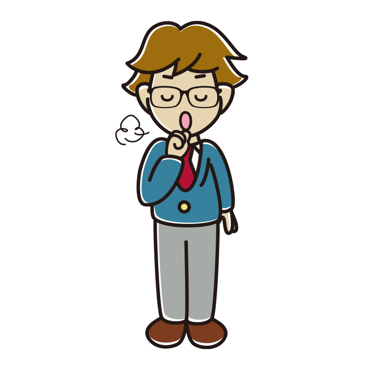 咳払いする眼鏡の男子高校生のイラスト【色あり、背景なし】透過PNG