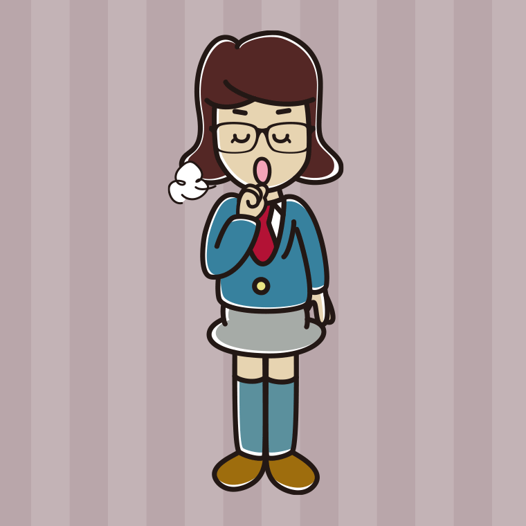 咳払いする眼鏡の女子高校生のイラスト【色、背景あり】PNG