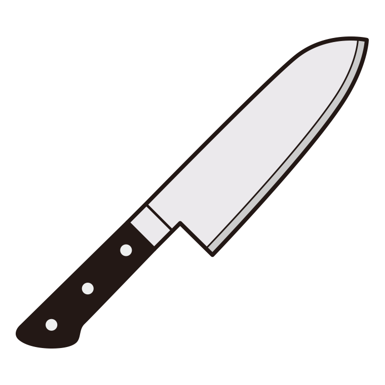 包丁のイラスト10（三徳包丁・万能包丁）【色あり、背景なし】透過PNG