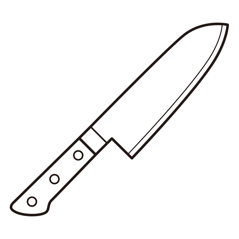 包丁のイラスト10（三徳包丁・万能包丁）【線のみ】透過PNG