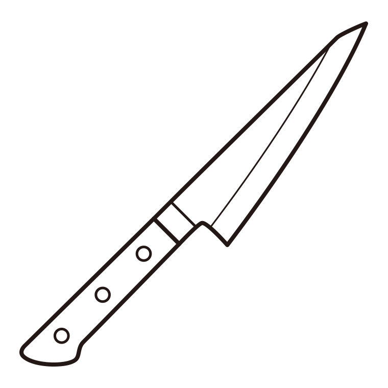 包丁のイラスト13（骨スキ包丁）【線のみ】透過PNG