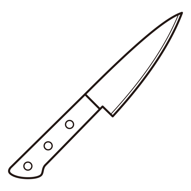 包丁のイラスト14（ペティナイフ）【線のみ】透過PNG