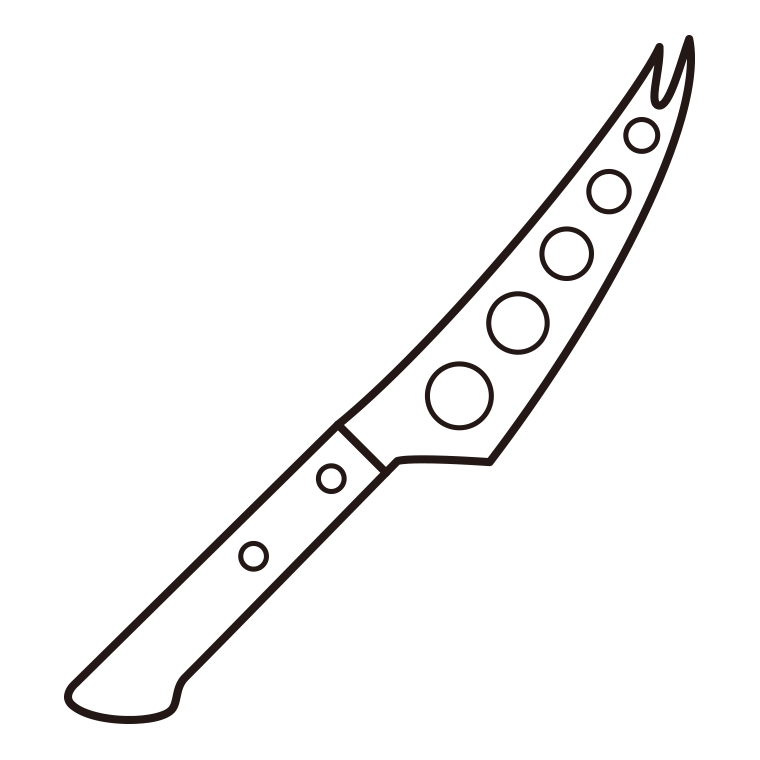 包丁のイラスト18（チーズナイフ）【線のみ】透過PNG