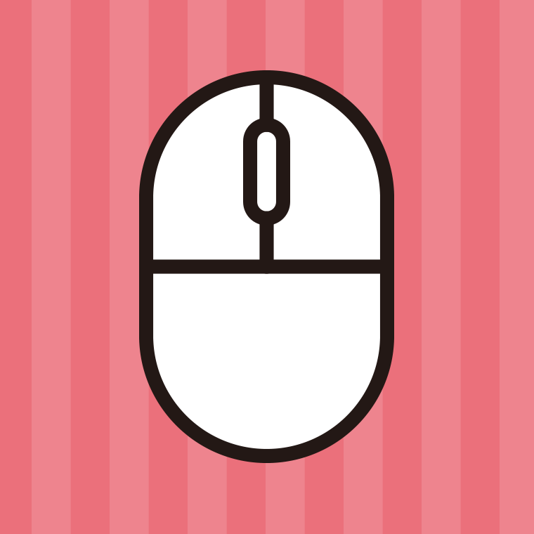マウスのイラスト02（丸型）【色、背景あり】PNG