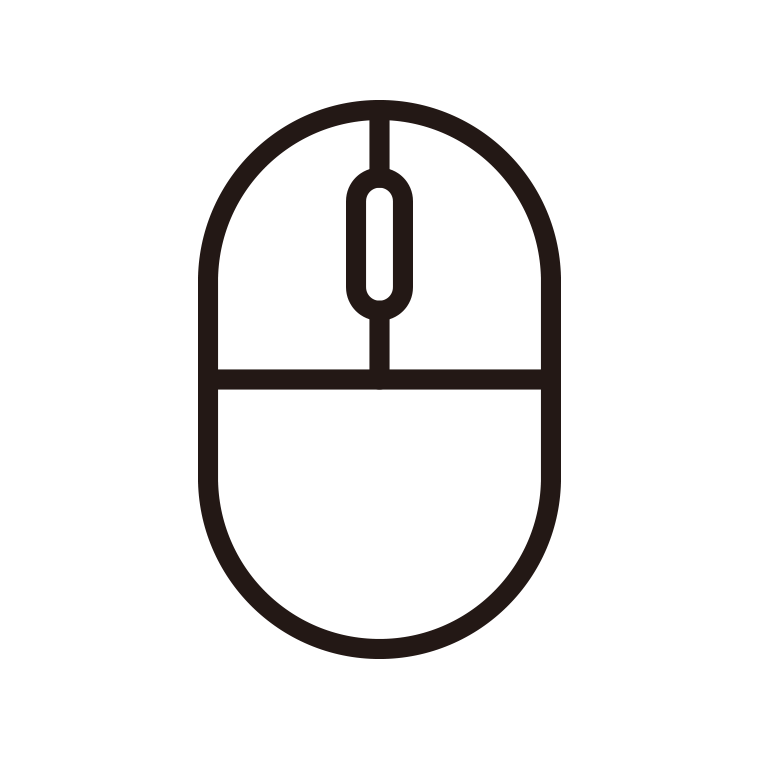 マウスのイラスト02（丸型）【線のみ】透過PNG