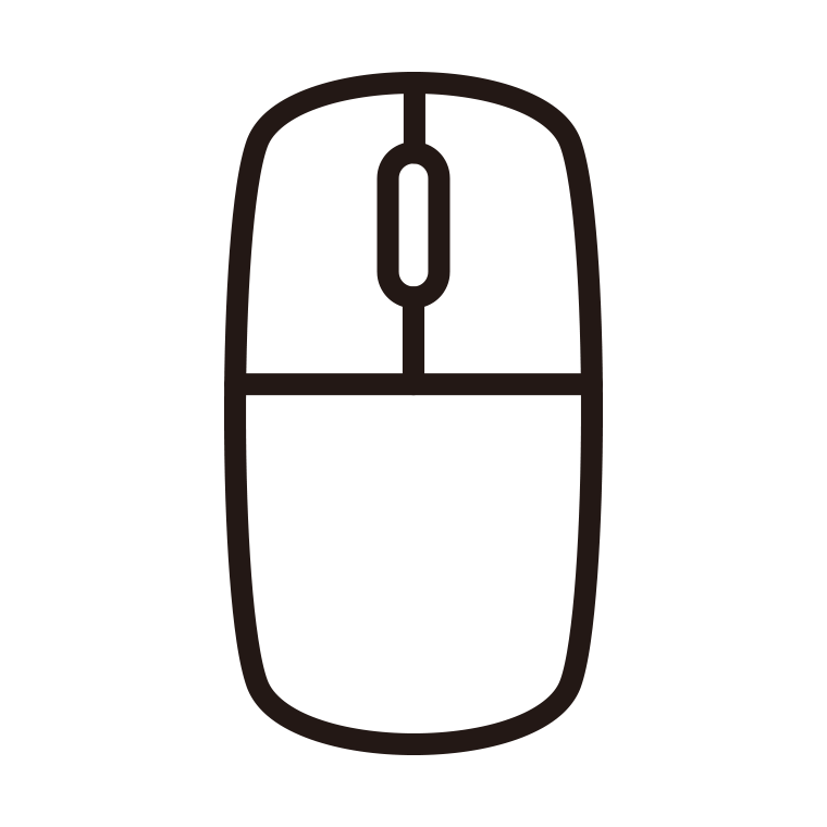 マウスのイラスト05（長方形型・フラット）【色あり、背景なし】透過PNG