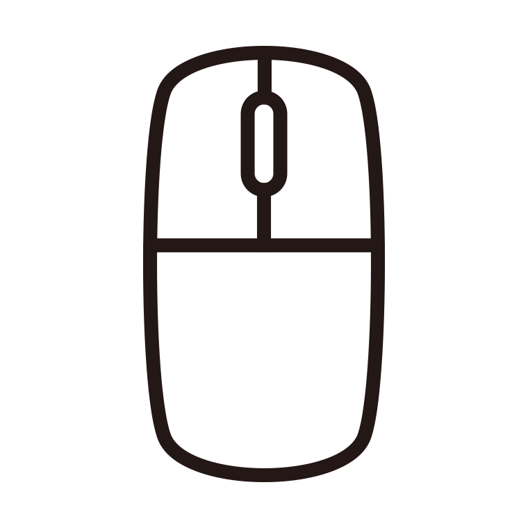 マウスのイラスト05（長方形型・フラット）【線のみ】透過PNG