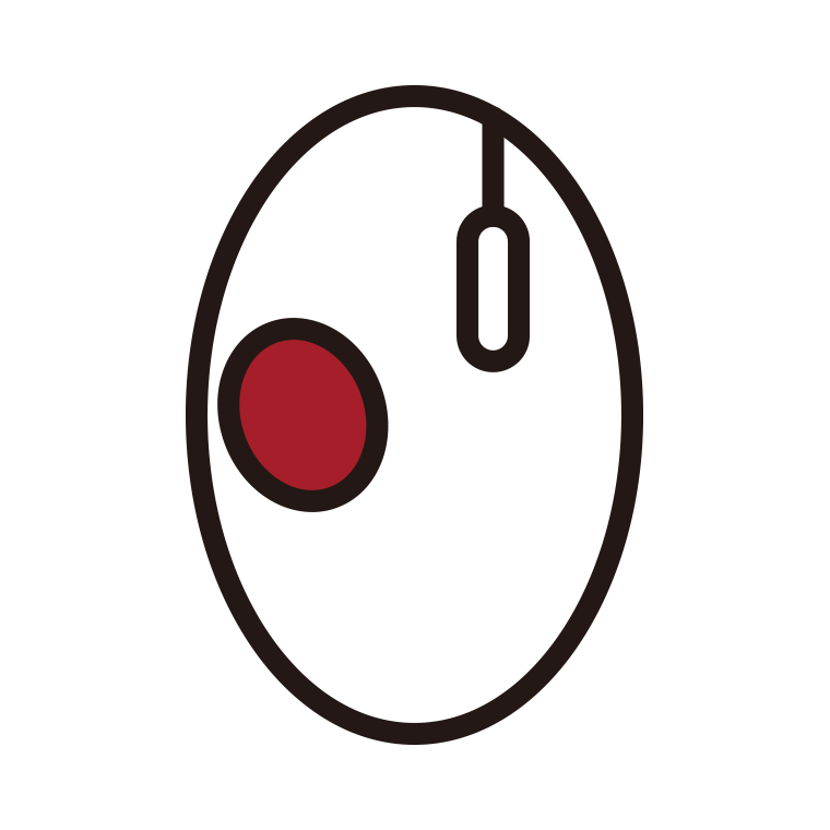 トラックボールマウスのイラスト01（親指操作型・卵型）【色あり、背景なし】透過PNG