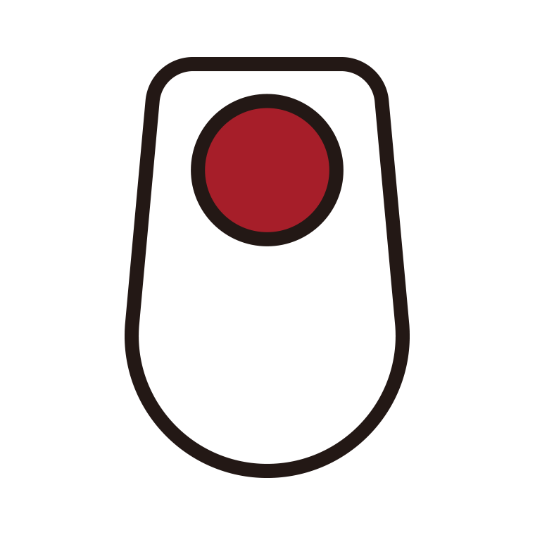 トラックボールマウスのイラスト02（人差し指・中指操作型）【色あり、背景なし】透過PNG