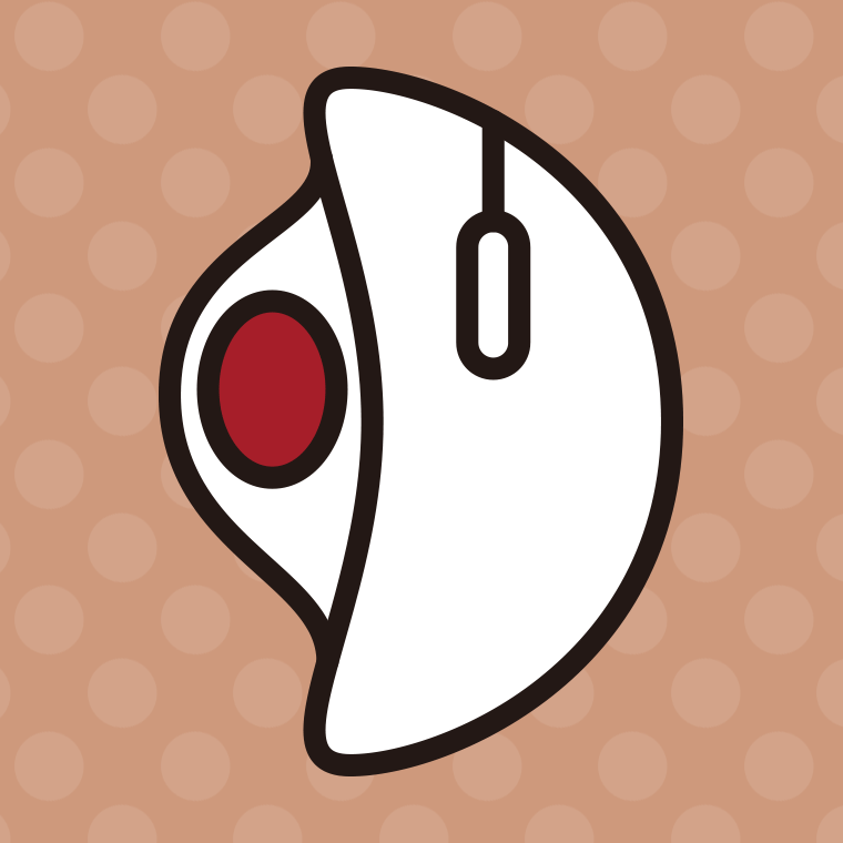 トラックボールマウスのイラスト03（親指操作型・エルゴノミクス）【色、背景あり】PNG