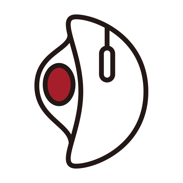 トラックボールマウスのイラスト03（親指操作型・エルゴノミクス）【色あり、背景なし】透過PNG