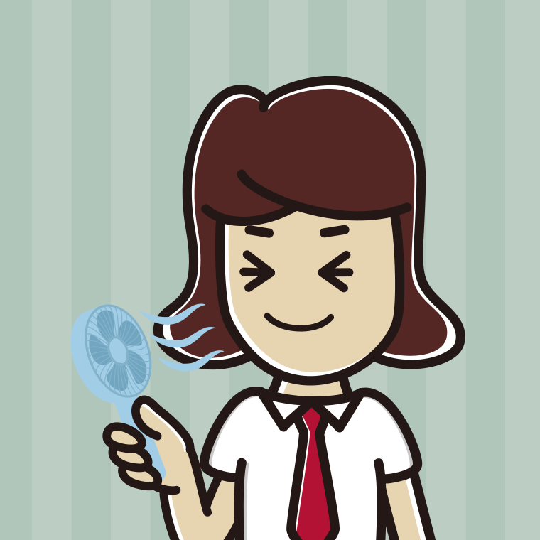ハンディファンを使う女子高校生のイラスト【色、背景あり】PNG