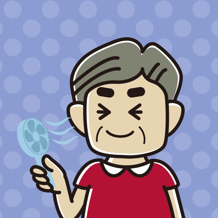 【フリー素材】ハンディファンを使うおじさんのイラスト