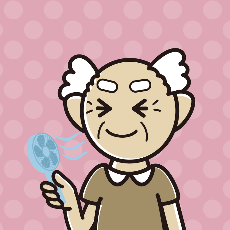 【フリー素材】ハンディファンを使うおじいさんのイラスト