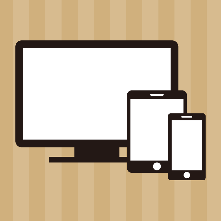 マルチデバイスのイラスト（PC・タブレット・スマホ）【色、背景あり】PNG