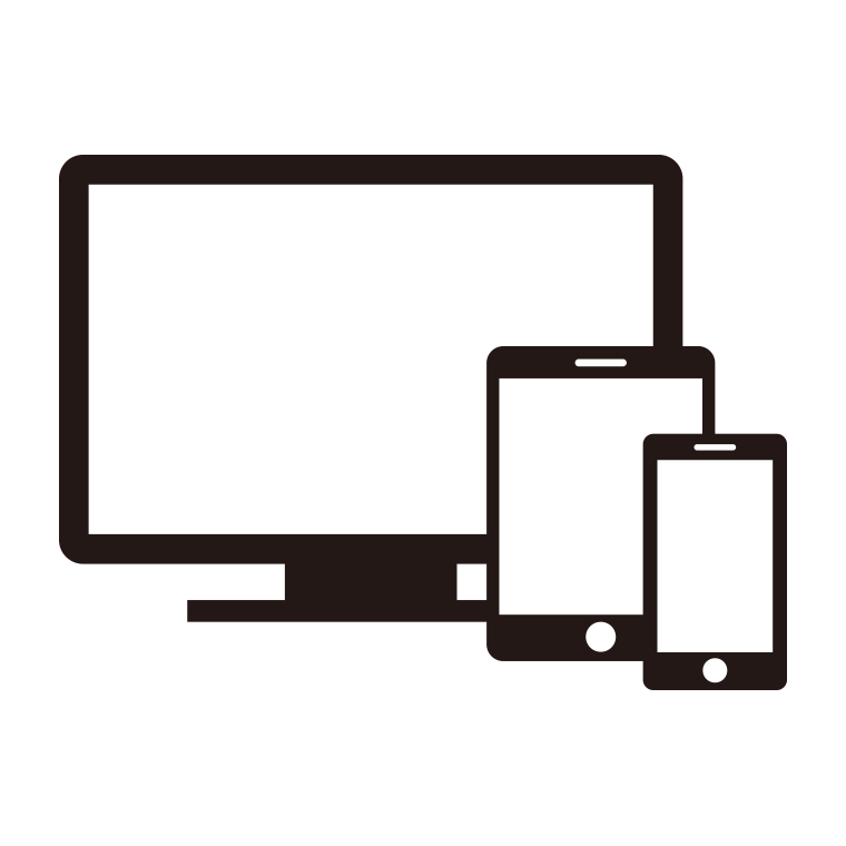 マルチデバイスのイラスト（PC・タブレット・スマホ）【色あり、背景なし】透過PNG