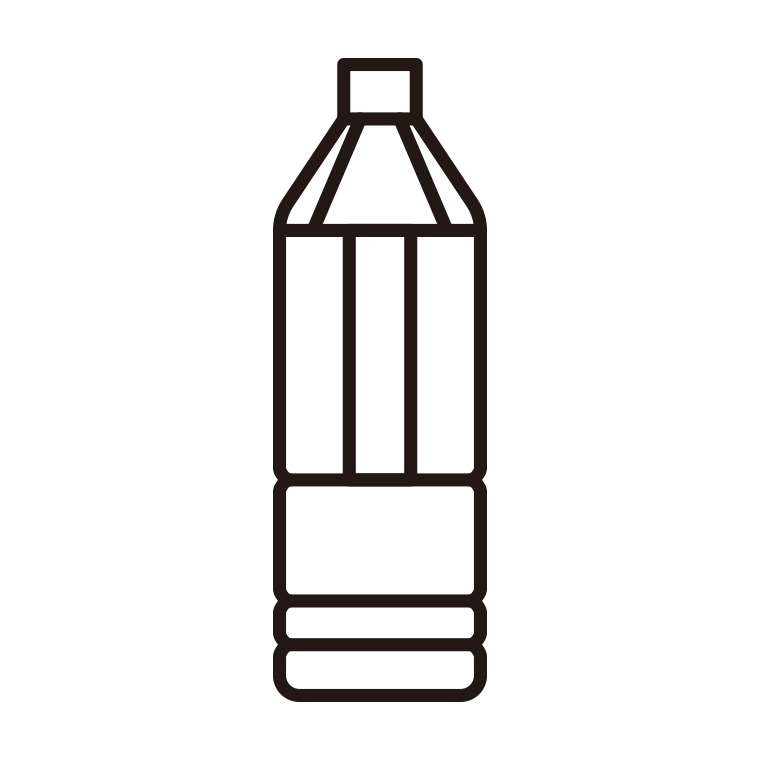 ペットボトルのイラスト02（大型・角型）【線のみ】透過PNG