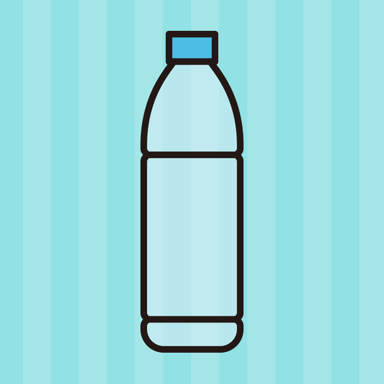 ペットボトルのイラスト03（スリム・円柱型）【色、背景あり】PNG