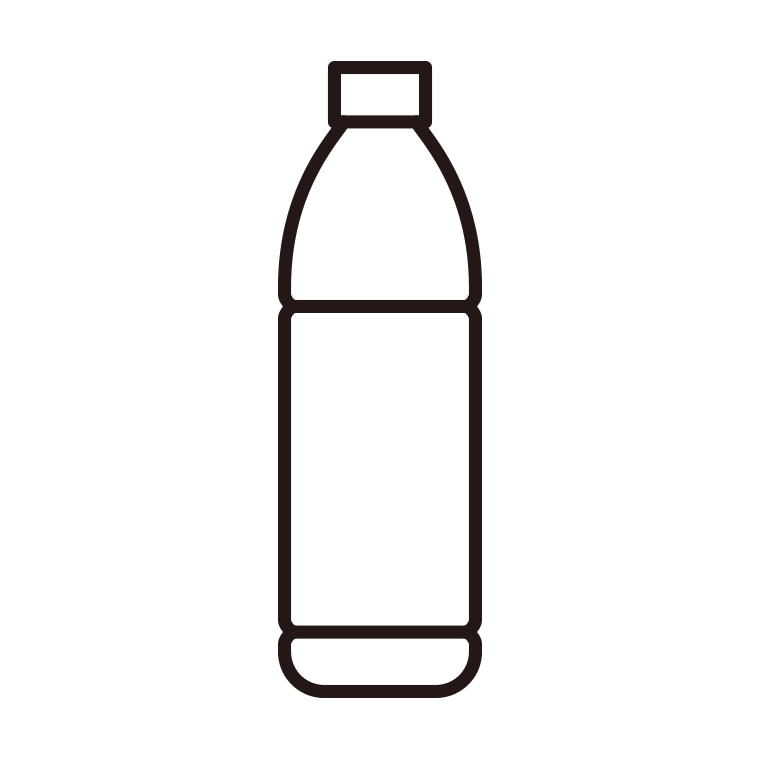 ペットボトルのイラスト03（スリム・円柱型）【線のみ】透過PNG