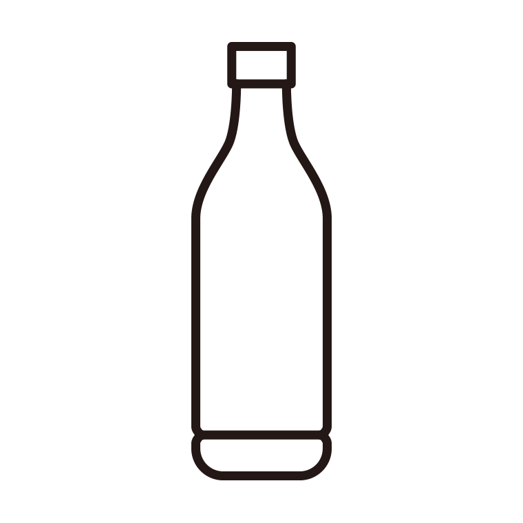 ペットボトルのイラスト04（丸型・ロング）【線のみ】透過PNG