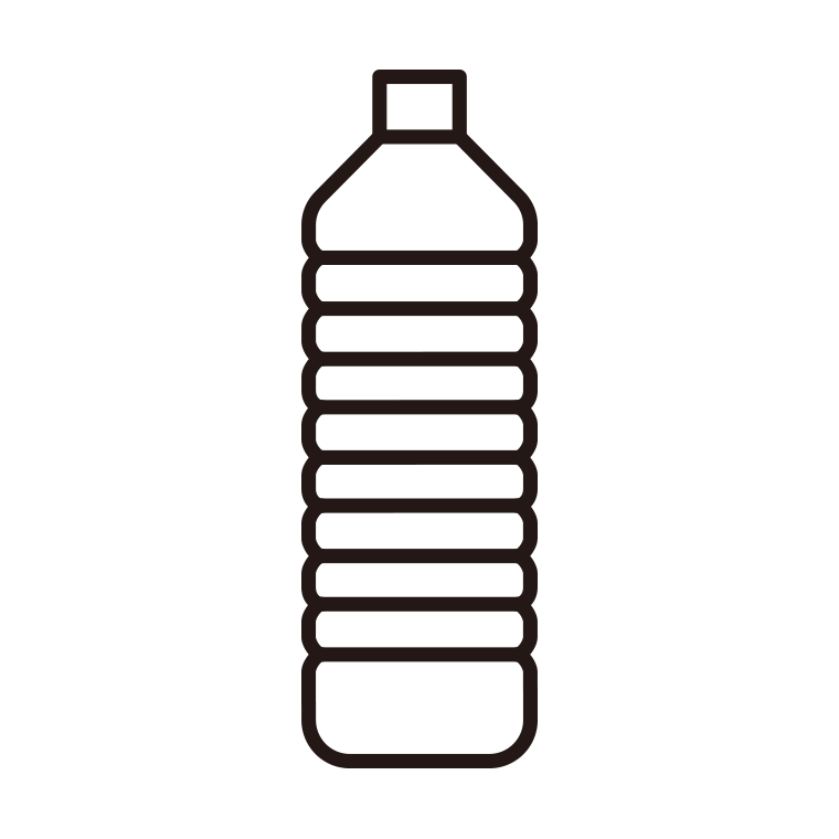 ペットボトルのイラスト05（丸型）【線のみ】透過PNG