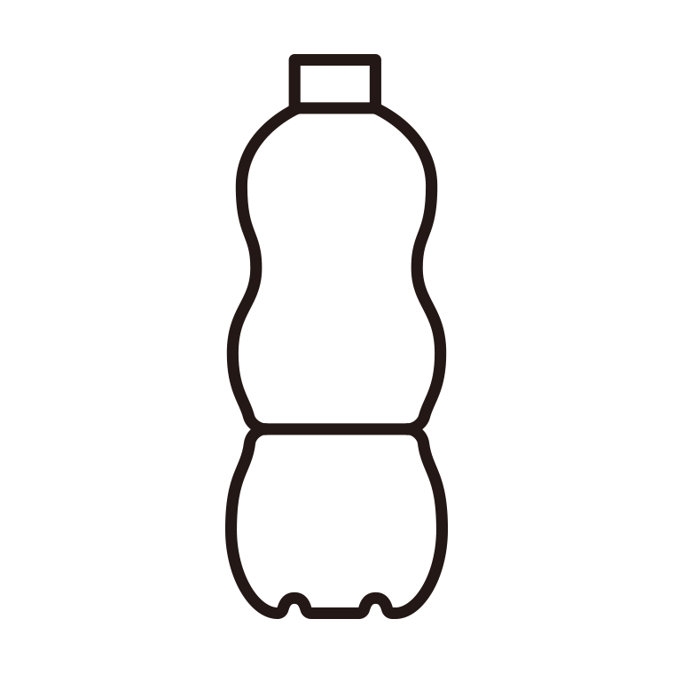 ペットボトルのイラスト08（ダブルくびれ型）【線のみ】透過PNG