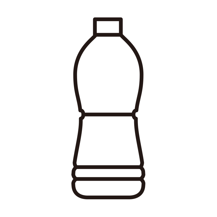 ペットボトルのイラスト09（下部ワイド・台形型）【線のみ】透過PNG