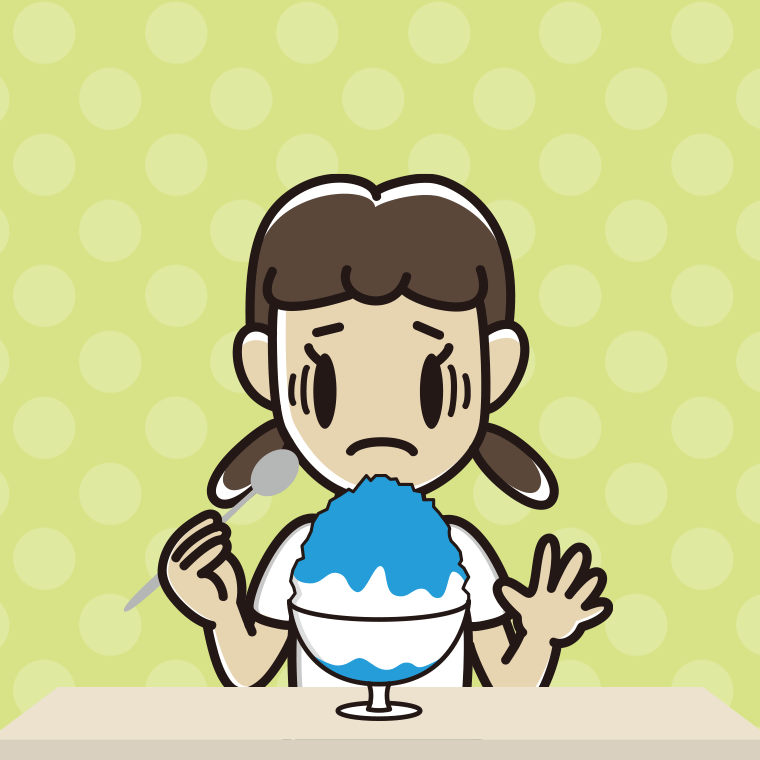 かき氷で困る女子中学生のイラスト【色、背景あり】PNG