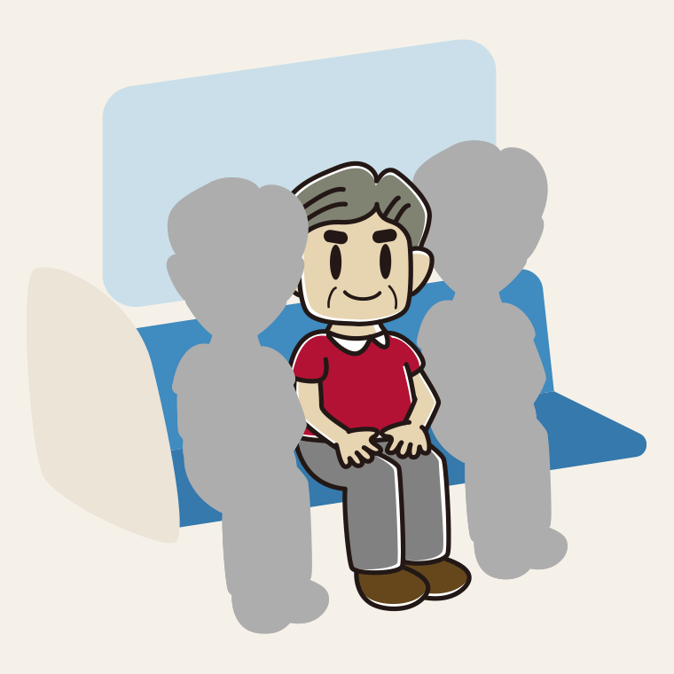 【フリー素材】電車の座席に座るおじさんのイラスト