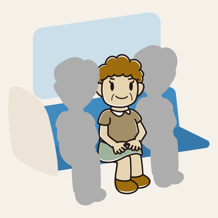 【フリー素材】電車の座席に座るおばさんのイラスト