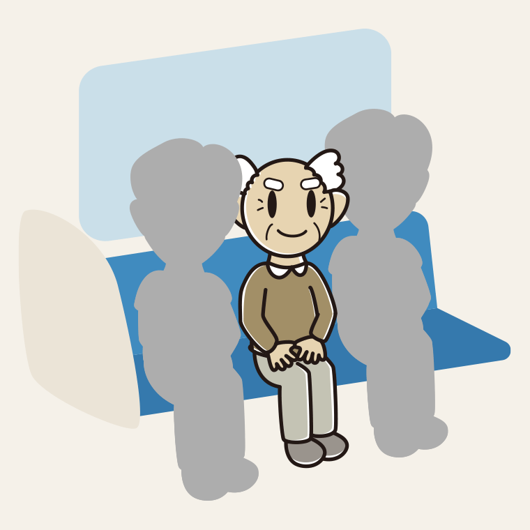【フリー素材】電車の座席に座るおじいさんのイラスト