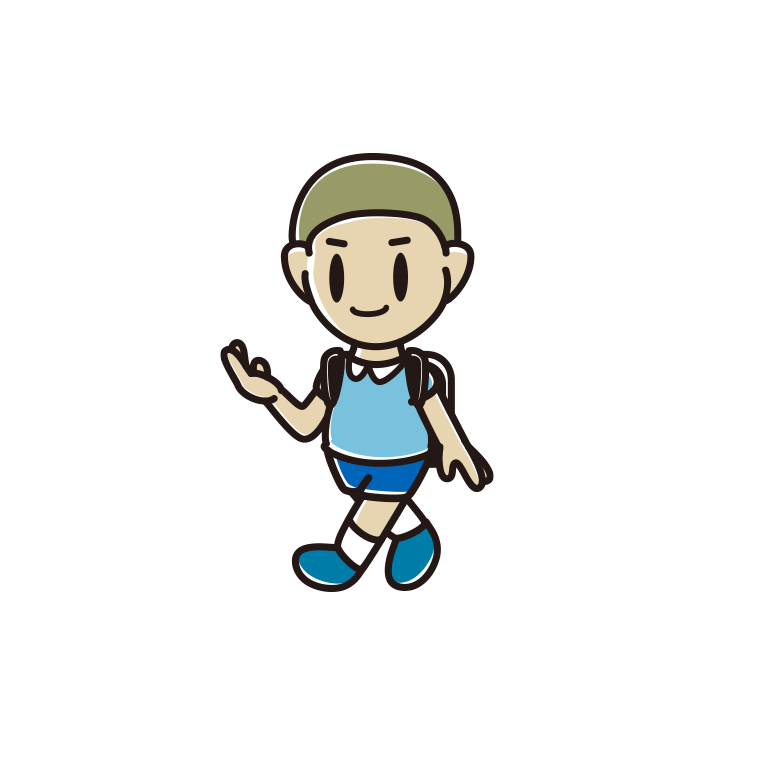 通学中に案内する新小学一年生男子のイラスト【色あり、背景なし】透過PNG
