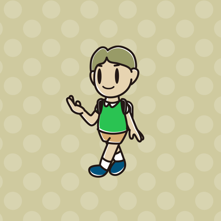 通学中に案内する小学生男子のイラスト【色、背景あり】PNG